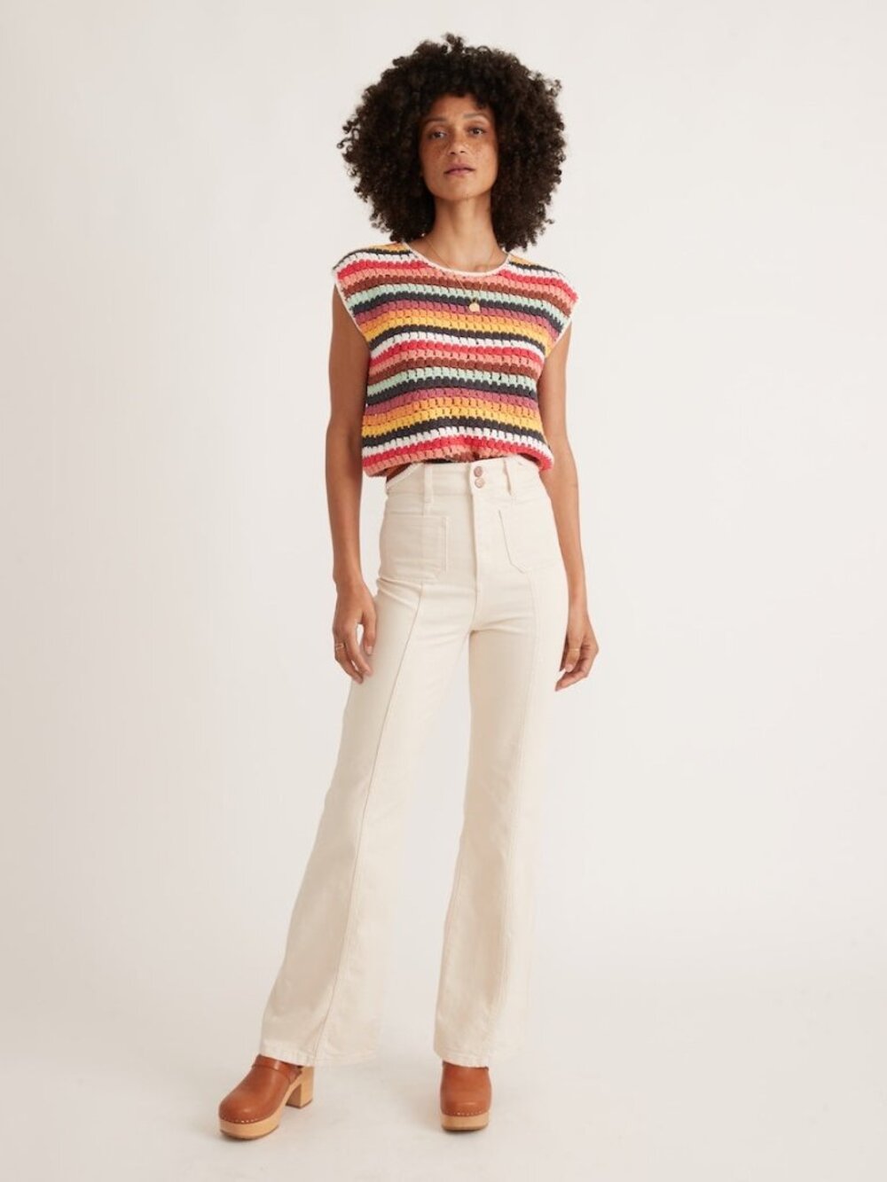 Marine Layer Mariah Flare Pant in Antique White Size 8